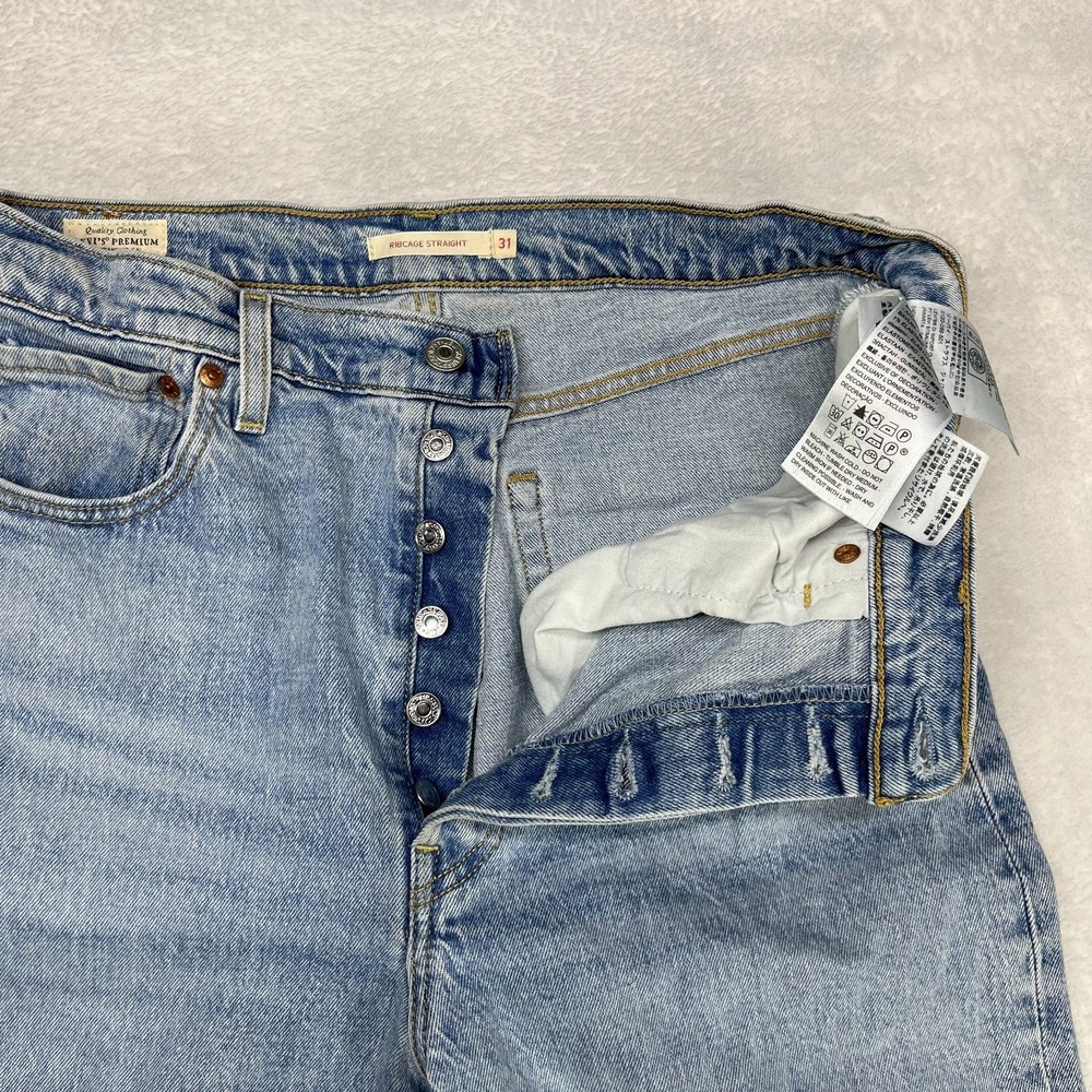 Levi's Ribcage Straight Jeans Women's Blue Denim Classic Button Fly - 30X26.5 - Picture 8 of 12